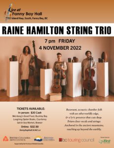 Fanny Bay Concert Series - Raine Hamilton string Trio